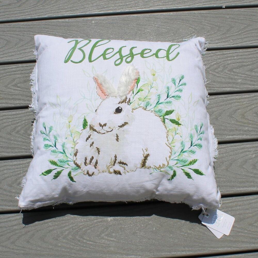 Decorative Pillows Oversized Farmhouse Bunny Blessed Set of TWO Size 20" X 20" - Picture 8 of 11